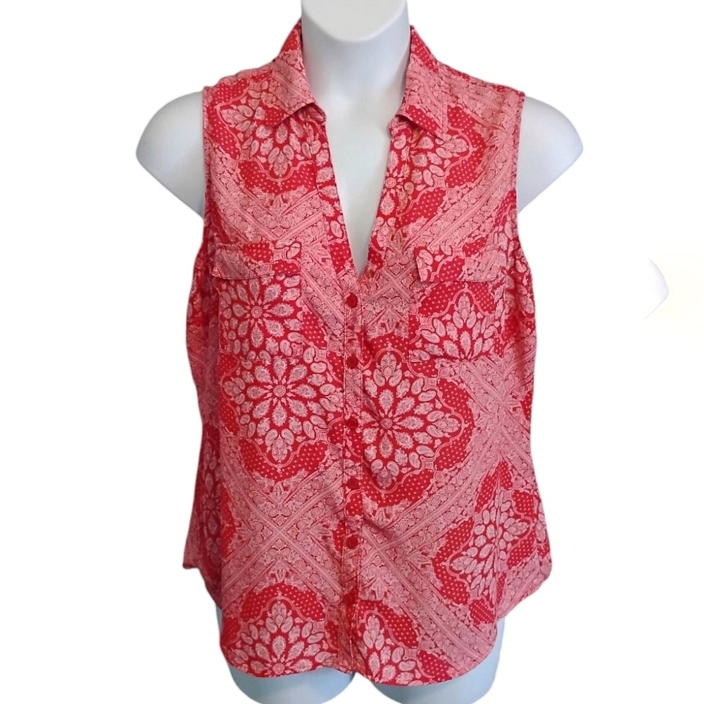 Red Floral Sleeveless Top